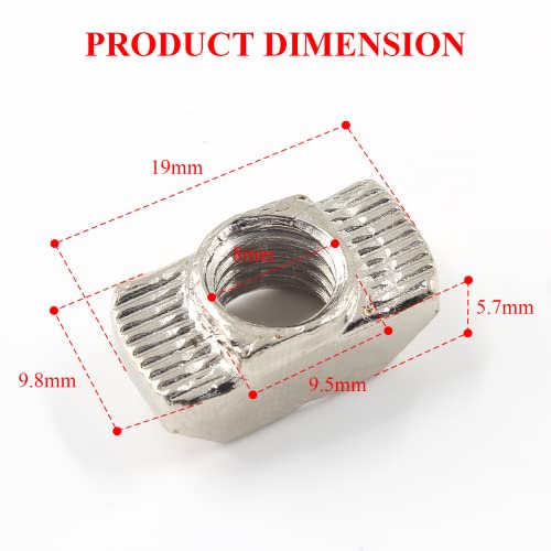 Sliding T Nuts, M8 Thread, 10mm T-Slot, 50 Pcs 40S-M8