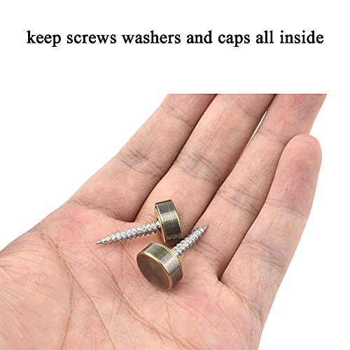 Hahiyo 14mm Diameter Mirror Screws Brushed Copper Material Solid Easy Install Brass Washer Decorative Caps Fasteners Nails Bronze 10 Pairs for Bathroom Mirrors Panels Kitchen Ceiling Arts Crafts 14mm-10sets-Bronze