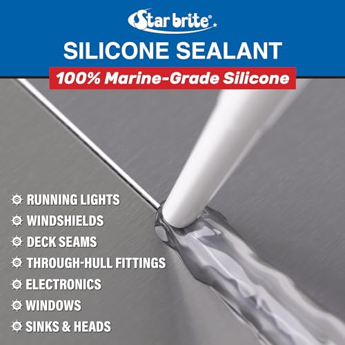 STAR BRITE Marine Silicone Sealant White - Waterproof 10.3 fl oz Clear