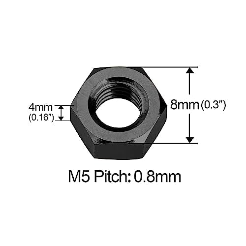 Titanium M4 M5 M6 M8 M10 Hex Nut Ti Alloy GR5 (M5, Black)