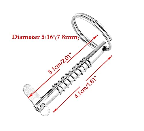 4 Pack Quick Release Pin 5/16" Diameter,Usable Length: 1-3/5(41mm) w/Drop Cam & Spring ,Full 316 Stainless Steel, Bimini Top Pin Marine Hardware, Free Installation Screws