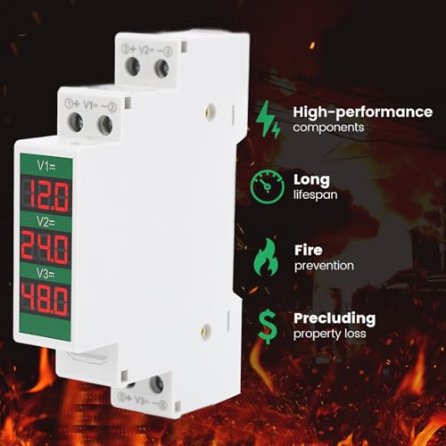 Garosa DIN Rail Voltmeter 3 Digits DC 11V to 310V Voltage Range Voltage Meter LCD Display with Switch Output Function Isolated Triple Way Modular Electrical Instrument
