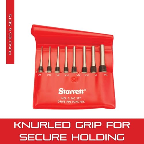 Starrett Drive Pin Punch Set, 8-Piece, 4" Length S565PC