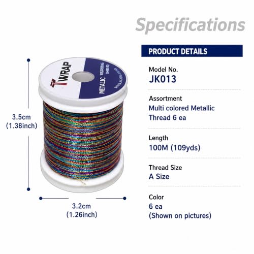 Lot of 6ea 2 Tone Metallic Rod Wrapping Threads (JK013) for Fishing Rod Building