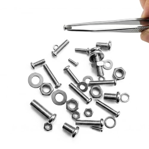 1065 Pcs Small Metric Machine Screws Assortment Kit, Including M2x4/6/8/10 mm, M3x6/8/10/12 mm, M4x8/12/16/20 mm, M5x12/16/20/25 mm, Assorted Nuts, Bolts, Lock & Flat Washers for Electronics and DIY