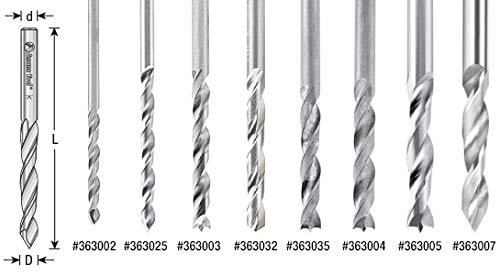 Amana Tool - 363007 Solid Carbide Drill Bit R/H 5mm Dia x 55mm Long x 5mm Shank 363007 - 5mm Dia x 55mm Long x 5mm Shank