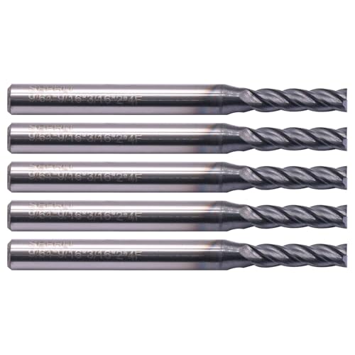 4 Flute Solid Carbide Square End Mill Set(5Pcs, 9/64"), AlTiN Coated 9/64 in 5