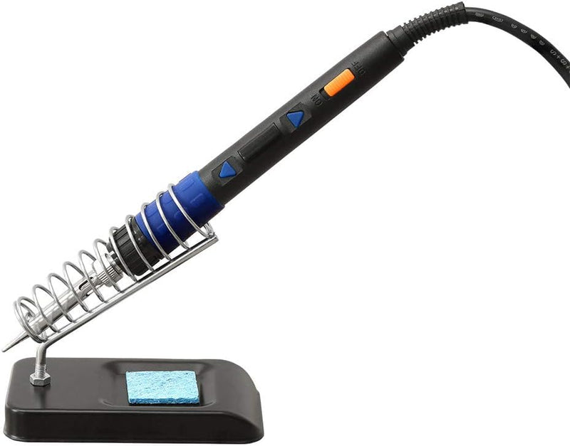 110W Electronics Soldering Iron Kit - LCD Digital Soldering Iron Adjustable Temperature, Wire & Cutter, Stand, Soldering Iron Tip Set, Desoldering Pump, Solder, Tweezers, Soldering Flux Paste Blue