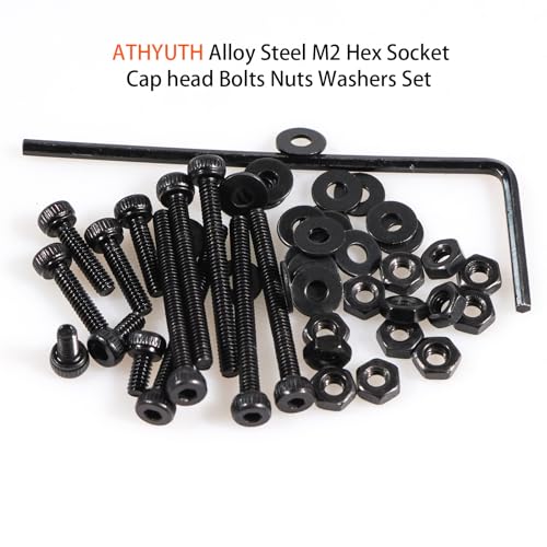 M2 Metric Hex Socket Head Cap Screws Assortment Kit, 960PCS, Black Alloy Steel, M2 Thread, Hex Head, Suitable for 3D Printers, Electronics, Furniture Repair, Mechanical Maintenance, Automotive