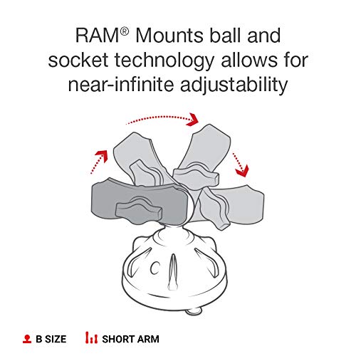 RAM MOUNTS X-Grip Car Phone Mount with Low-Profile Twist-Lock Cup | Short arm windshield and dash mount for smartphones, B Size 1" ball system