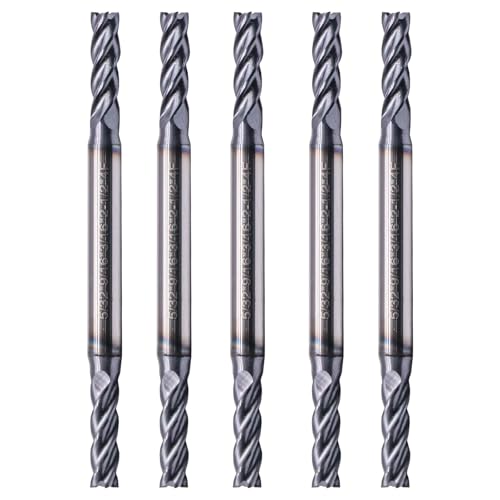 5Pcs 5/32" 4 Flute Solid Carbide Square End Mill, Double End, AlTiN Coated 5/32 in