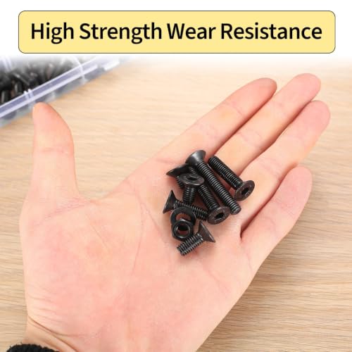 161 PCS M6 Countersunk Bolt Kit, M6 Flat Head Machine Screws Assortment 161