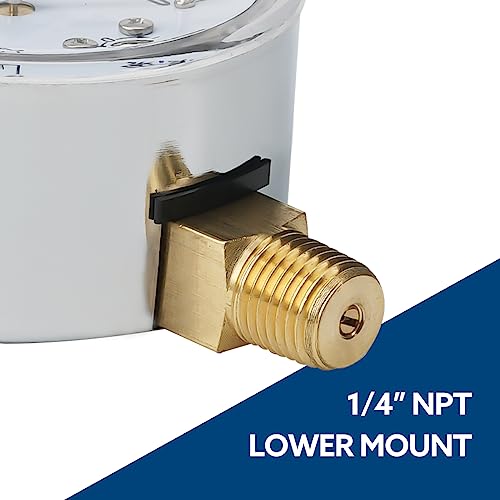 SENCTRL 0-5 Psi Low Pressure Gauge, 1/4" NPT Lower Mount 0-138.5inH2O