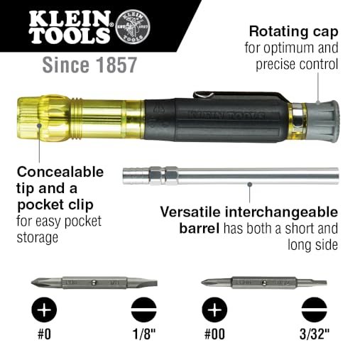 Klein Tools 80037 Screwdriver Tool Set, Multi-Bit Pocket Precision Screwdriver and Adjustable Length Stubby, 2-Piece Multibit Electronic & Multibit Stubby Set