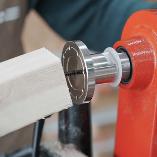 Woodworking 3" Lathe Faceplate with Screw Chuck, Two nylon washers for 1" x 8TPI Spindle Woodturning Lathe. 3"with Screw Chuck,1"x8TPI