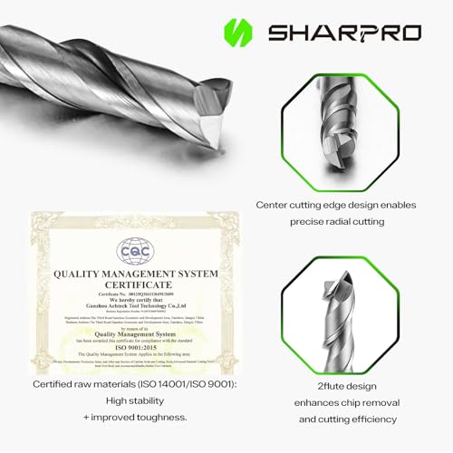 1/8'' Shank Carbide End Mills, 2 Flute Square End Mill Bits (5PCS) 1/8 in(2 Flute) 5