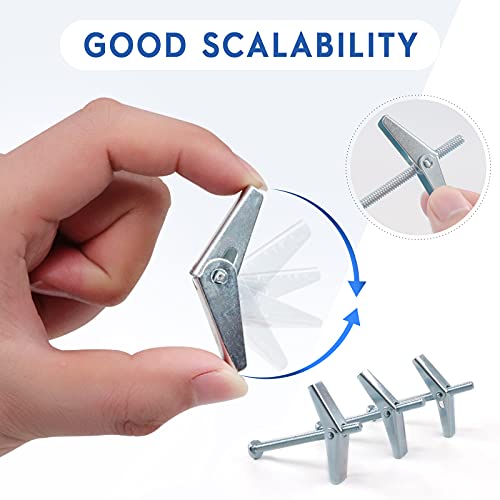 Glarks 30Pcs 3/16'' Zinc Plated Steel Round Head Toggle Bolt and Wing Nut for Hanging Heavy Items on Drywall 3/16''