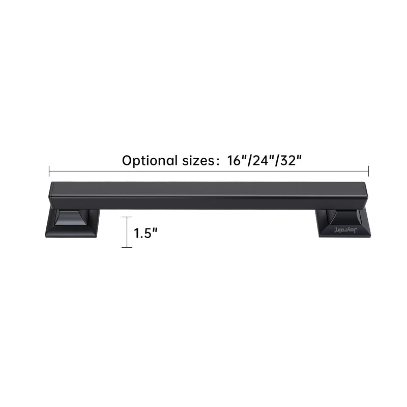 Joyrain Stainless Steel Square Grab Bar - ADA Compliant 500lb Weight Limit, 16/24/32 Inch Bathroom Safety Rail for Seniors & Disabled (Matte Black, 16 inch) Matte Black