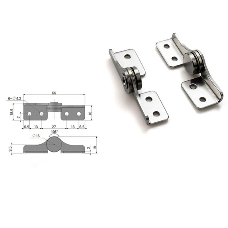 Torque 2.0 N.M, Torque Shaft Hinge Small Metal Damper，Stop at Will，for Folding Table, Windows, Doors, Wardrobe，Cabinets ，Boxes ， Flip Hinge with Adjustable Damping，1 Pair （L+R）, Silver