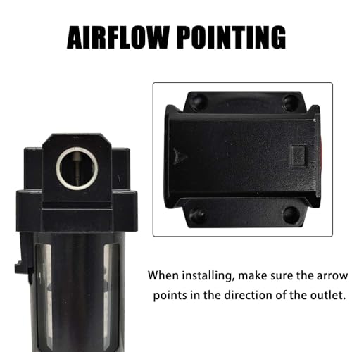 YSIL 3/8” Pneumatic Air Line Filter Oil and Water Separator AF3000 3/8" NPT Black