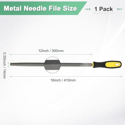 M METERXITY Triangular Metal File 12 Inch, High Carbon Steel Diamond Hand W PVC Grip Handle for Wood/Metal/Ceramic/Glass/Stone/Jewelry/Tile/Model/DIY/Sharpening File 1