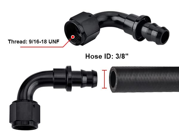 EVIL ENERGY 6AN 90 Degree Push Lock Hose Fitting End Black 2PCS