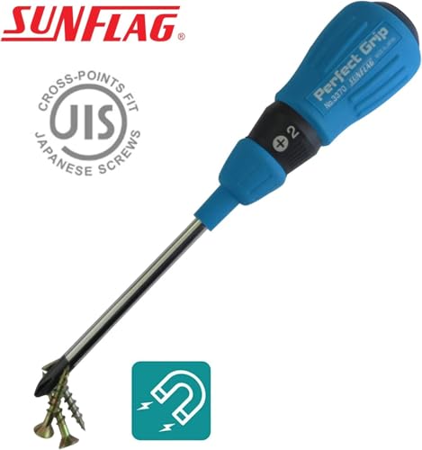 Sunflag +1 +2 +3 JIS Screwdrivers | Made in Japan (Perfect Grip Tang Through)