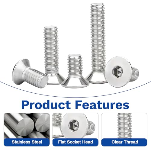 720Pcs M3x6/8/10/12/16/20/25/30mm Screw Kit, Stainless Steel Countersunk Screws Assortment Set with Nuts, Washers & Hex Wrench for DIY Projects, Electronics & Repairs M3x6/8/10/12/16/20/25/30-720Pcs