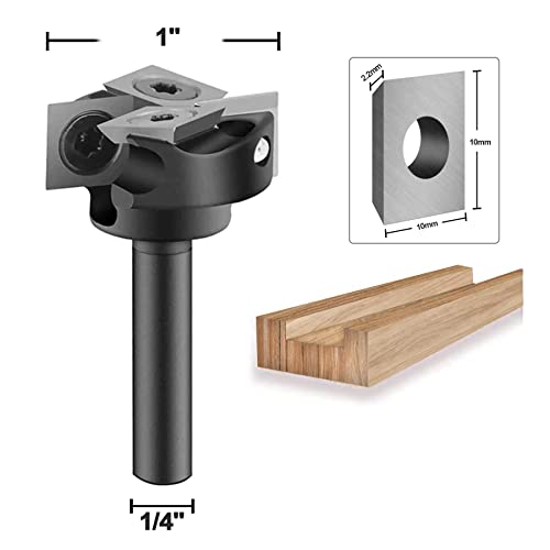 SpeTool CNC Spoilborad Surfaing Router Bit 1" Cutting Diameter 2+2 Flute with 1/4" Shank Router Planning Dado Cleaning Planer Bit 1 inch carbide insert bit