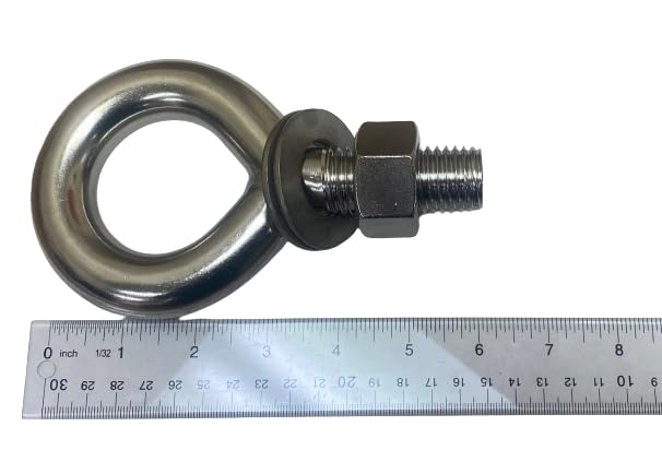 US STAINLESS Stainless Steel 316 Eye Bolt 1" UNC x 6" Short Thread Marine Grade Pitch of 8
