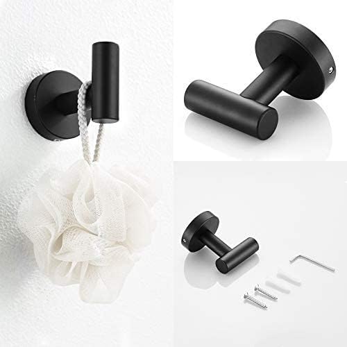 3-Pieces Bathroom Accessories Kit, Matte Black Bathroom Hardware SUS304 Stainless Steel Wall Mounted-Includes 12" Hand Towel Bar, Toilet Paper Holder, Robe Towel
