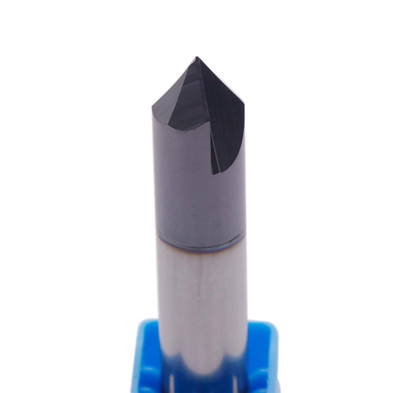 3/8" 2 Flute 90° Solid Carbide Chamfer End Mill, Double End, AlTiN Coated | 90° Chamfer Angle Chamfer Mill, 3/8" Cutting Diameter, 3/8" Shank Diameter, 2-1/2" Overall Length 2 flute 3/8"
