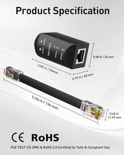 VCELINK RJ45 Ethernet Cable Tester, for Mid Span/End Span, CE-EMC Certified