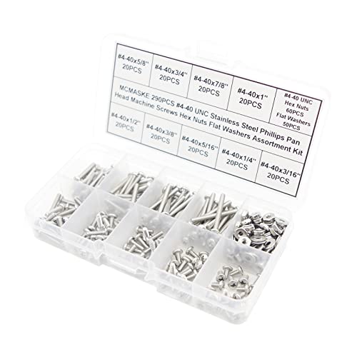 #4-40 UNC 304 SS Phillips Pan Head Screws Hex Nuts & Washers Kit #4-40UNC