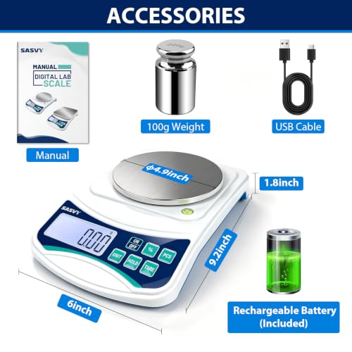 Kitchen Scale 0.01g High Precision, 2.2lb/1kg Lab Baking Scale 1000g 0.01g