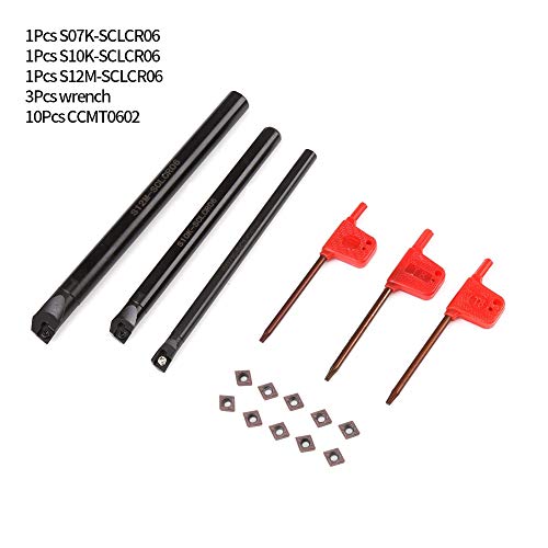 CNC Lathe Boring Internal Turning Bar Holder + 10 Pcs CCMT0602 Insert + 3 Pcs Wrench