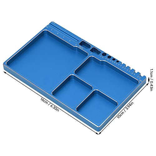 Magnetic Screw Tray, RC Aluminium Alloy Screw Tray, Adsorption Widely Used Magnetic Parts Tool Tray for RC Model Toy Repair Mat Electronic Repair Kit Tool Organizer (Blue) Blue