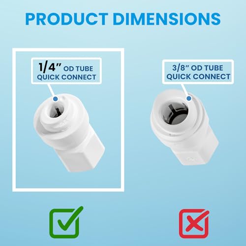 Metpure 1/4" OD Quick Connect x 1/4" Comp (7/16" UNS Thread) Female Faucet Adapter Fitting for Water Filtration RO Faucet Adapter. White.