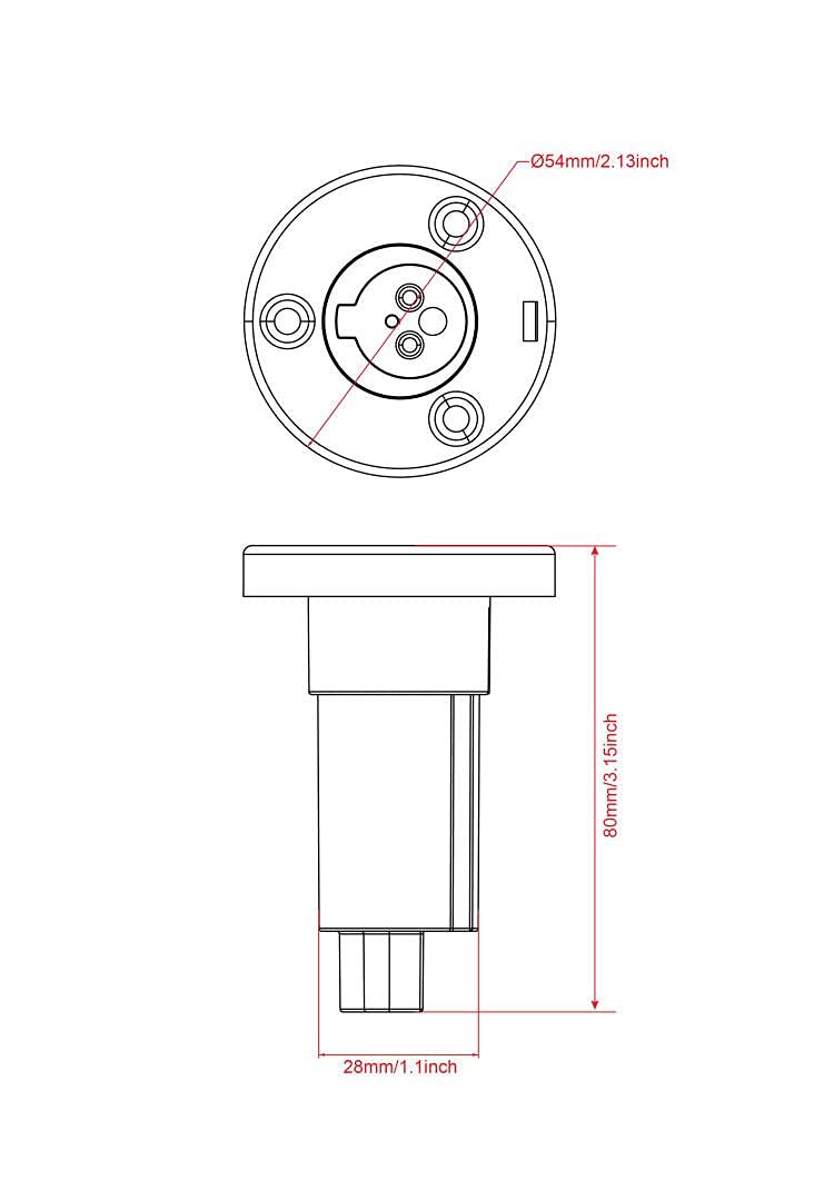 Young Marine Made 2-Pin Stern Light Socket Plug-in Pole Base (Stainless Steel Base)