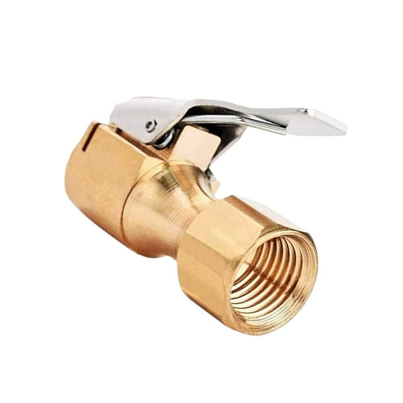 Heavy Duty Brass Air Chuck with Clip Adapter, Open Flow Straight Tire Chuck Air Nozzle, 1/4" FNPT Tyre Chuck for Tire Inflator Pressure Gauge Air Pump Compressor Accessories (Brass, 2 Pack) B-2Pack