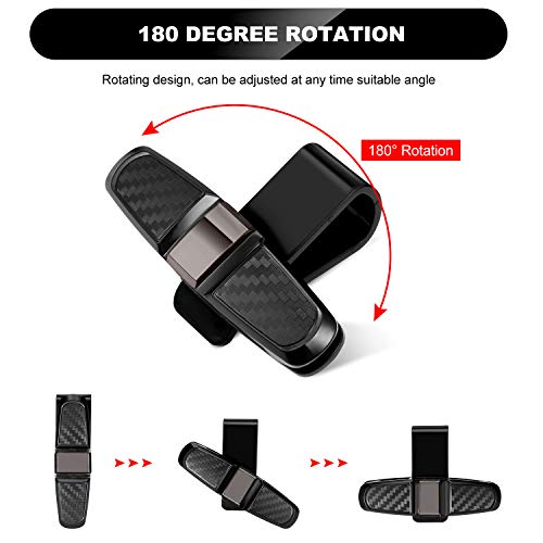 Boao 4 Pcs Sunglasses Holders for Car Sun Visor, Glasses Ticket Card Clip Mount Hanger, Double-Ends Clip 180 Degree Rotational Car Visor Accessories(Black) Black
