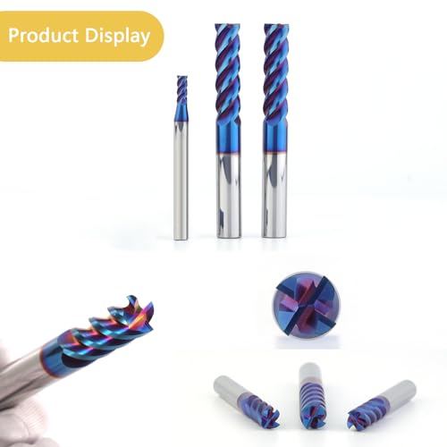 3/8" Solid Carbide Square End Mills Set 65HRC Extra Long 4" Milling Cutter 4 Flute CNC Milling Bits for Stainless Steel Hardness Steel 3/8 IN-extra long 1