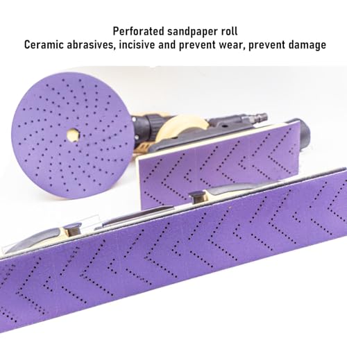 400 Grit Purple Film Ceramic Longboard Sandpaper Roll, Multi Hole Dustless Abrasive 70mmx12m Emery Cloth Roll for Woodworking,Automotive,Sanding Blocks, Hand Sanding Blocks