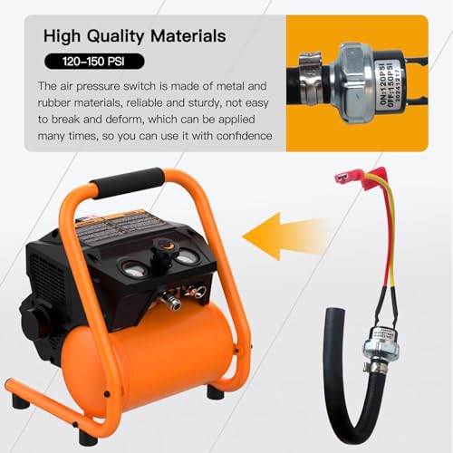 2025 Upgraded Air Pressure Switch Air Compressor 120-150 PSI Pressure Switch 120V AC for N003306SV N003307SV