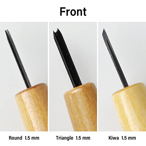 Wazakura 3PCS Bonsai Chisel Kit with Round Gouge, Single Bevel Skewed and V-Parting Tool, Hand Carving Tool Set for Jin Shari Making, Woodworking Knife Pack - Mini Size L6.22× W2.13× H0.71inch