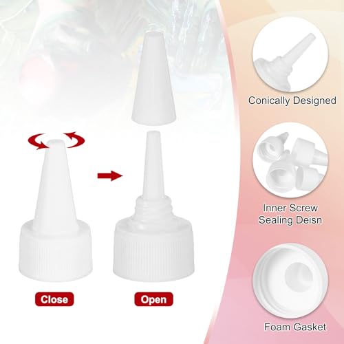 PATIKIL 24/410 Twist Top Caps, 60Pcs Plastic Squeeze Bottle Replacement Caps with Foam Gasket for Paint Lids Glue Dispensing DIY Crafts, White