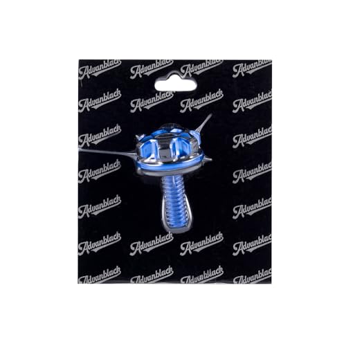 Advanblack Axion CNC Knurled Seat Bolt Kit – 6061 Billet Aluminum Tab Screw Knob Cover Fits Harley Touring Street Glide Road Glide Road King Electra Glide Dyna Softail 1997-2025 (Black and Blue) Black and Blue