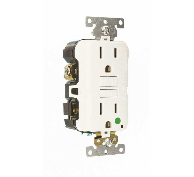 Leviton 15A-125V Extra-Heavy Duty Hospital Grade Non-Tamper-Resistant Duplex Self-Test GFCI Receptacle, 15-Amp, GFNT1-HGW, White