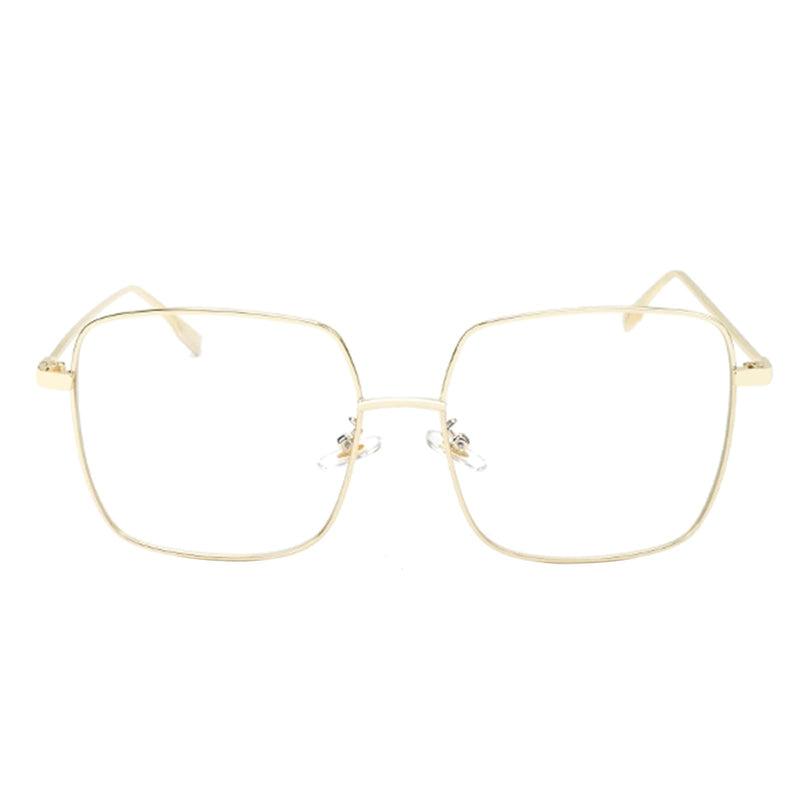 Oversized Blue Light Blocking Glasses for Women Men Metal Square Frame Computer Gaming Eyewear with UV Protection Gold