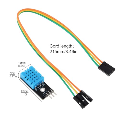 5pcs DHT11 Temperature Humidity Sensor Module 3.3V-5V Digital Temperature Humidity Sensor with Wires Fit for Arduino,Humidity Measure Range 20%-95% Temperature Measure Range 0-50℃